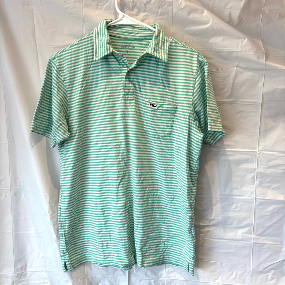 Vineyard Vines Green Striped Polo Shirt